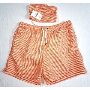 Clorofila Orange Striped Print Swim Trunks Mesh Lined Men's sz XL With Bag